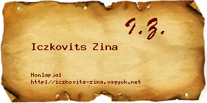 Iczkovits Zina névjegykártya